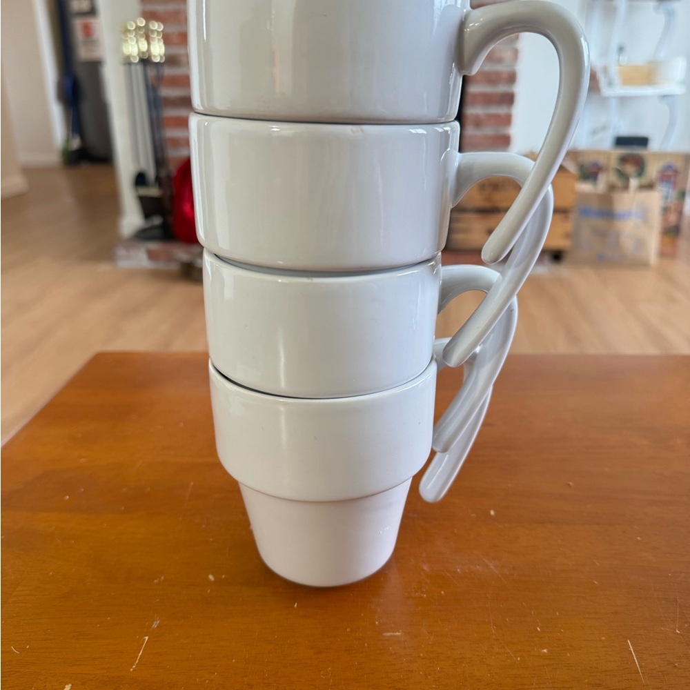 White Stackable Mugs Set - Picture 3 of 7